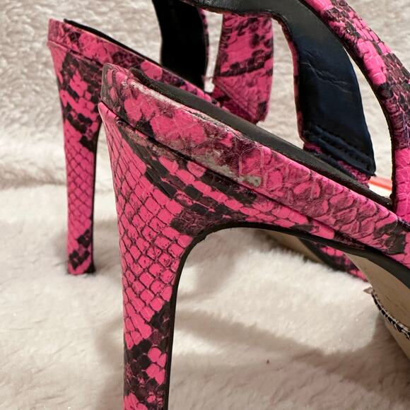 Gianni Bini Neon Pink Black Python Print Heels sz 8.5 - Picture 8 of 8